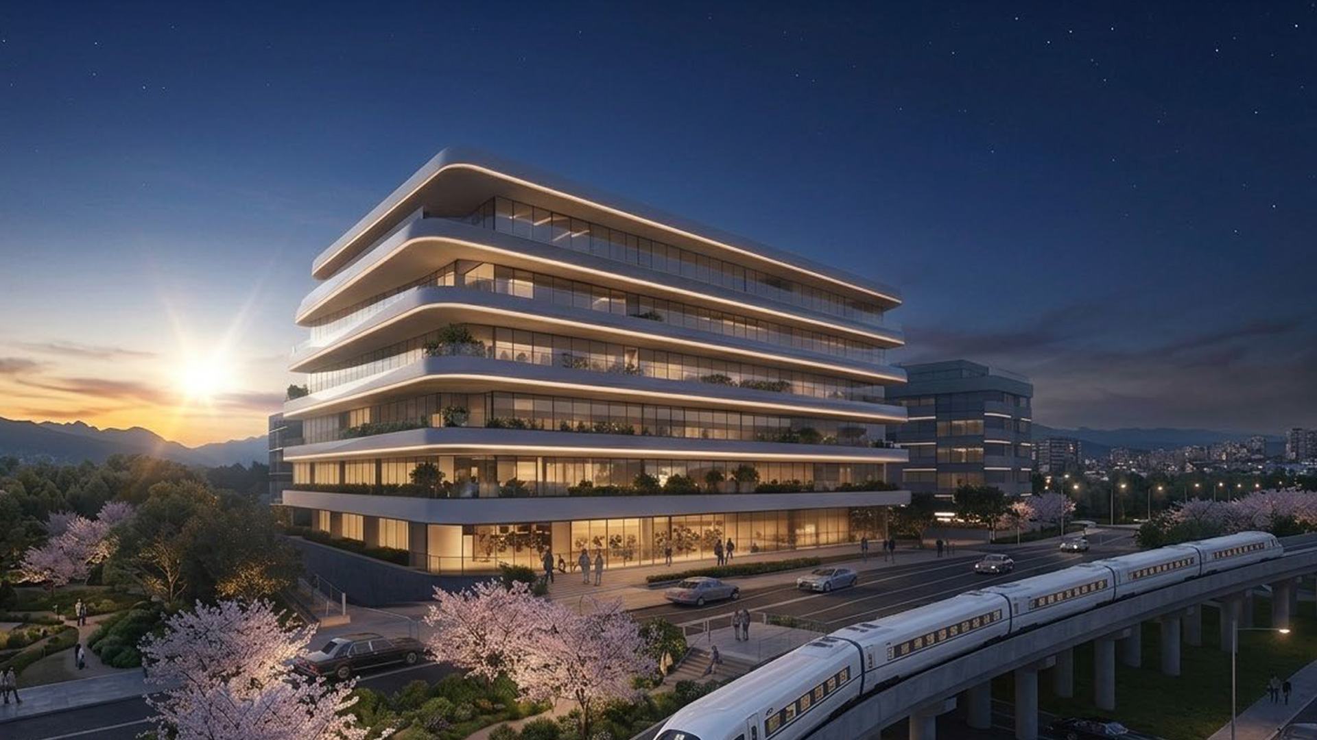 The Excelsior Plaza 水前寺外觀主視覺（黃昏）