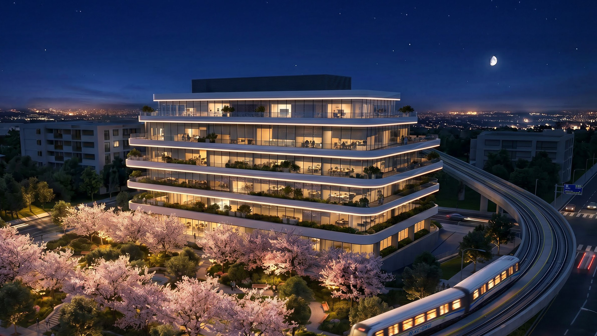 The Excelsior Plaza 水前寺外觀主視覺（夜景）